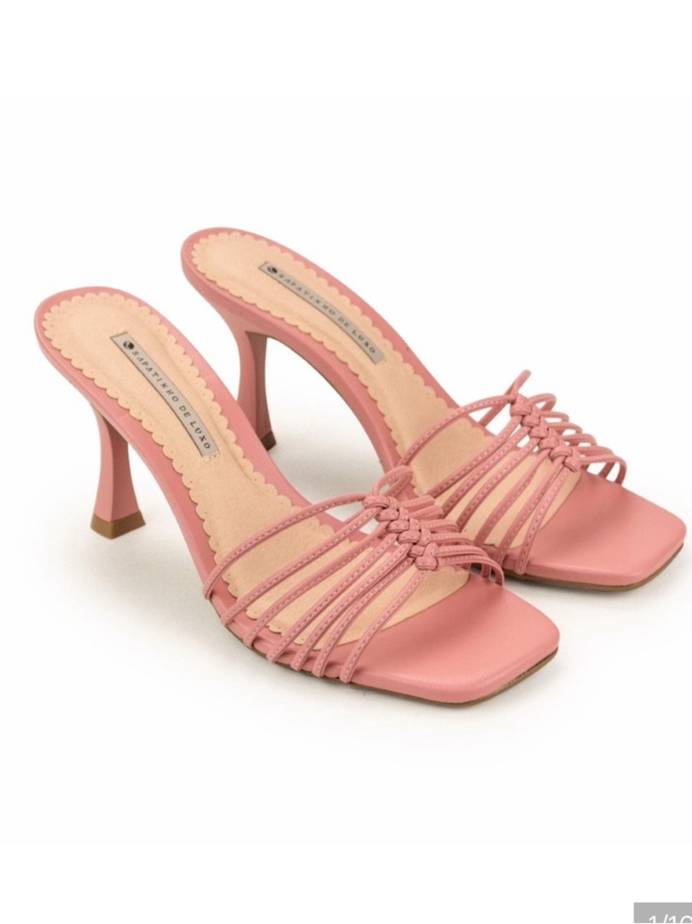 Fishtail braided strap stiletto heels mules